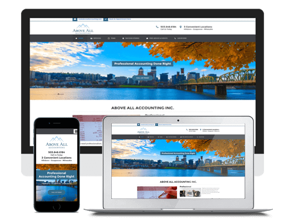 Website shown on desktop, tablet, and mobile device
