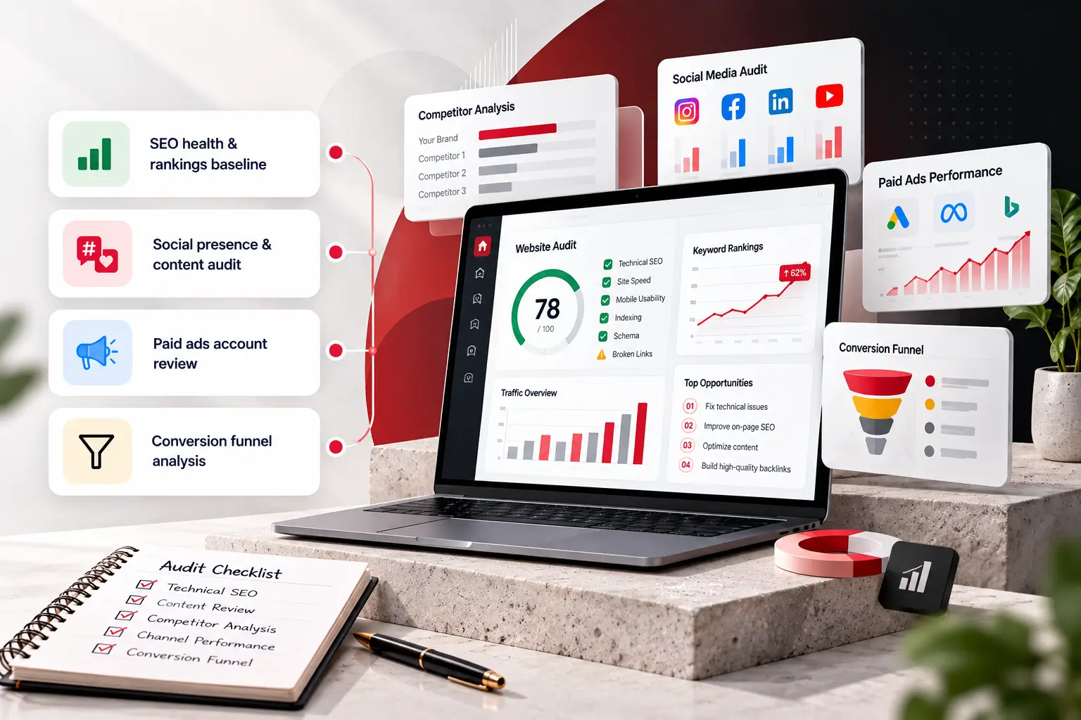 Modern Digital Marketing Audit Dashboard